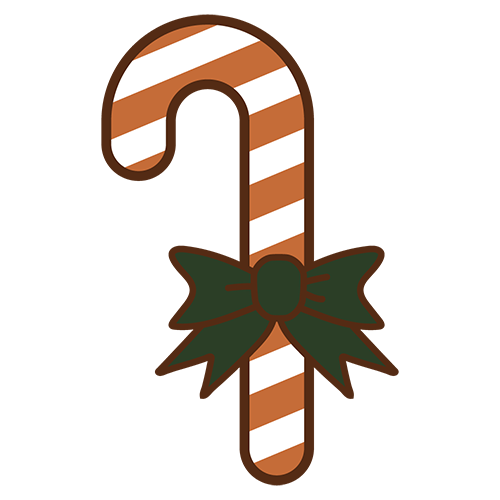 クリスマスツリー装飾杖（オレンジ）のイラスト