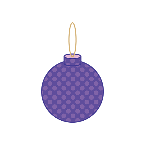 クリスマスツリー装飾ボール（紫）のイラスト