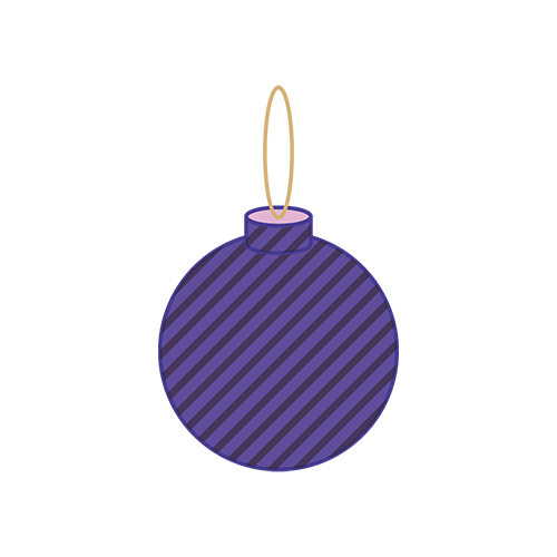 クリスマスツリー装飾ボール（濃いめの紫）のイラスト