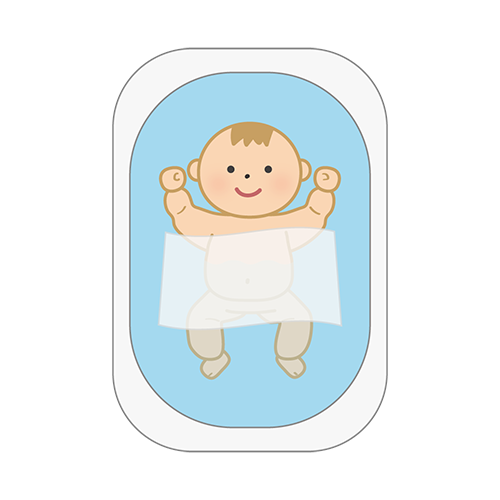沐浴している赤ちゃん（ガーゼあり）のイラスト