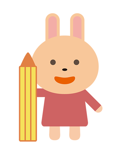 鉛筆を持ったうさぎキャラクターのイラスト