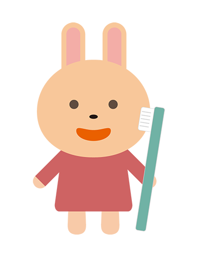 歯ブラシを持つうさぎキャラクターのイラスト