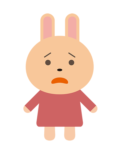 悲しい顔のうさぎキャラクターのイラスト