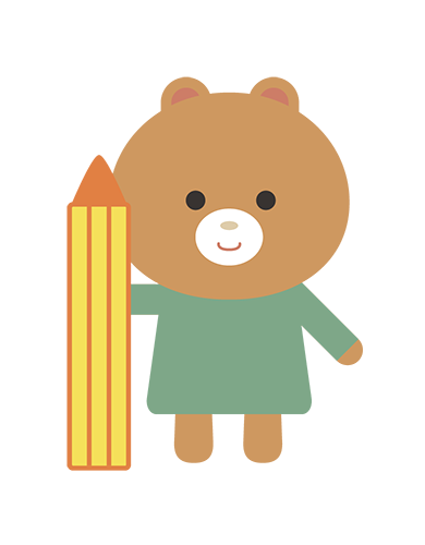 鉛筆を持ったくまキャラクターのイラスト