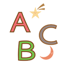 A・B・Cと星・月のイラスト