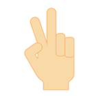 左手、人差し指・中指のサイン（手のひら側）のイラスト