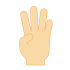 左手、人差し指・中指・薬指・小指のサイン（手のひら側）のイラスト