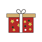 クリスマスプレゼントの箱（赤）境界線ありのイラスト