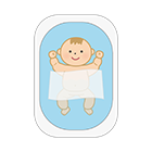 沐浴している赤ちゃん（ガーゼあり）のイラスト