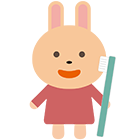 歯ブラシを持つうさぎキャラクターのイラスト