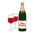 クリスマス・ワイン（グラス・ボトル）のイラスト集