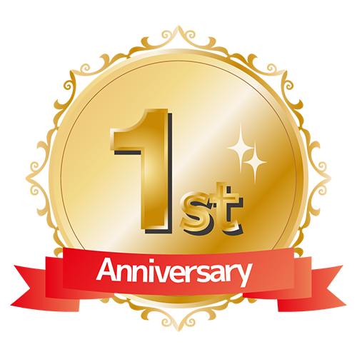 一周年記念バッジのイラスト