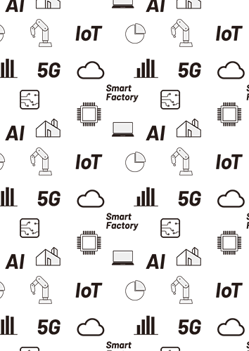 AI・IoT・工場をイメージした背景のイラスト