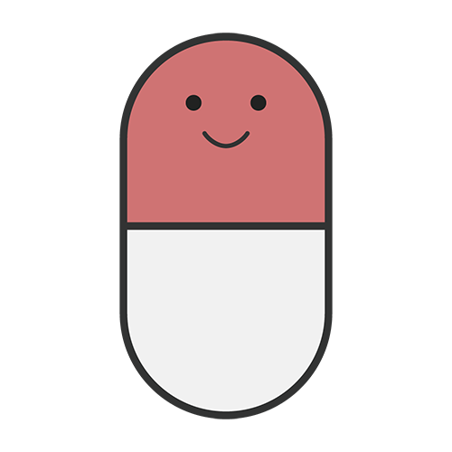 顔が付いたカプセル（ピンク）のイラスト