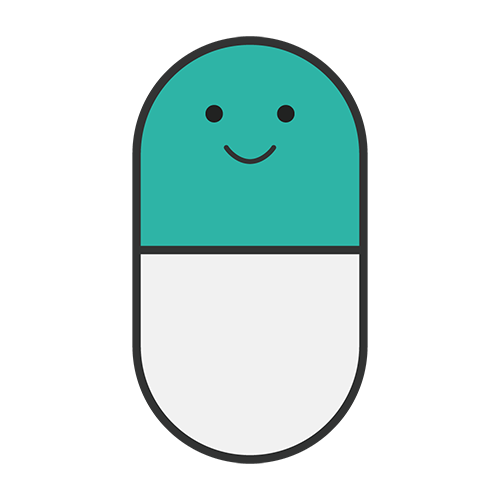 顔が付いたカプセル（緑）のイラスト