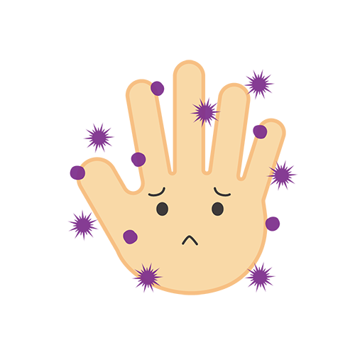 ばい菌のついた手のイラスト