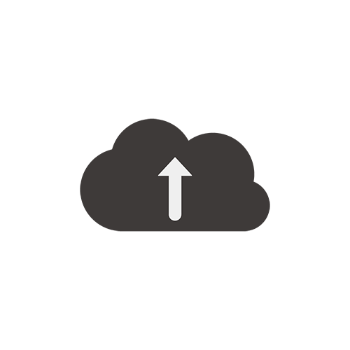 クラウドへアップロードするアイコン（黒）のイラスト