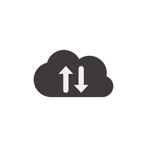 クラウドと通信するアイコン（黒）のイラスト