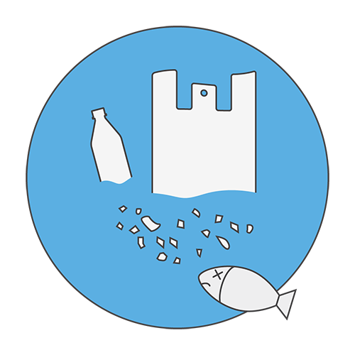 マイクロプラスチックのイメージのイラスト