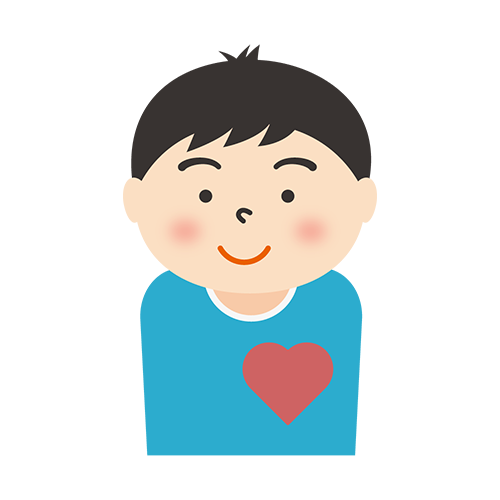 胸にハートがある男性のイラスト