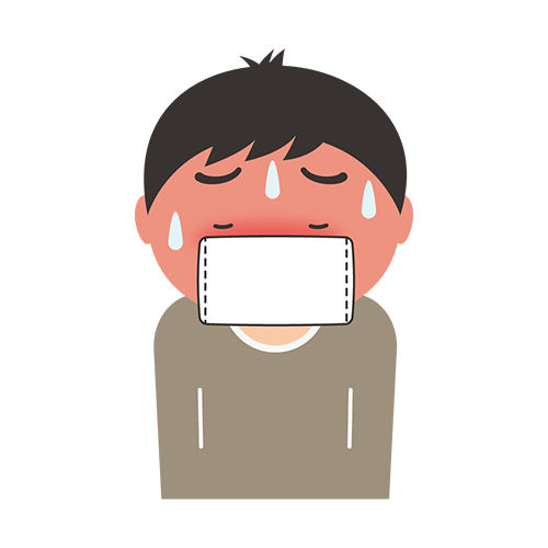 熱がありマスクをしている男性のイラスト