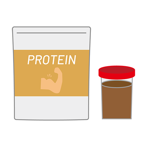 茶系のパッケージのプロテインのイラスト