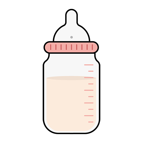 ミルクが入った哺乳瓶のイラスト