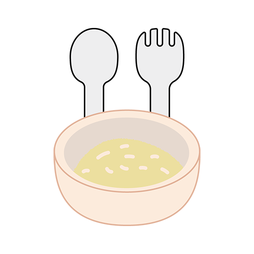 離乳食とフォークとスプーンのイラスト