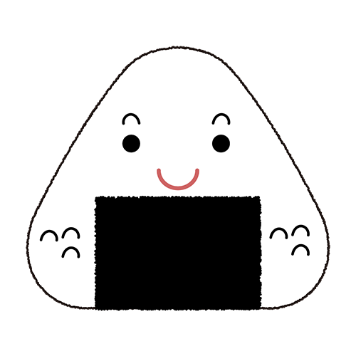 顔が付いたのりおにぎりのイラスト