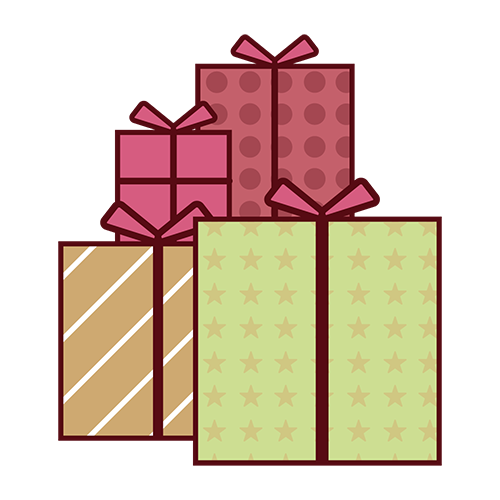 クリスマスツリー装飾クリスマスプレゼント集合のイラスト