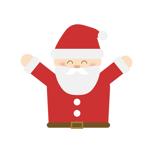 両手を挙げて喜ぶサンタクロース（上半身）のイラスト