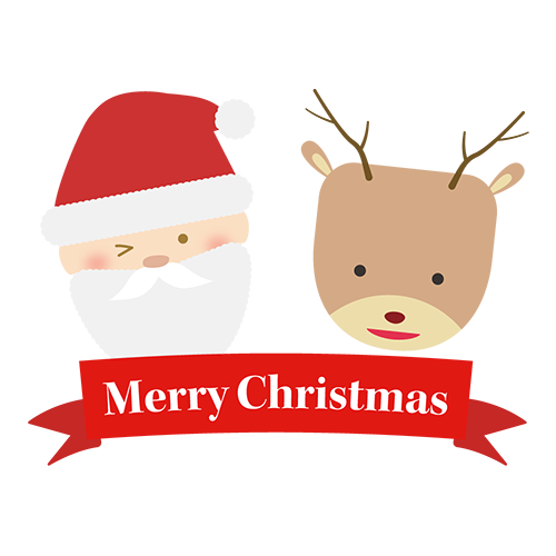 サンタクロースとトナカイのメリークリスマスのイラスト