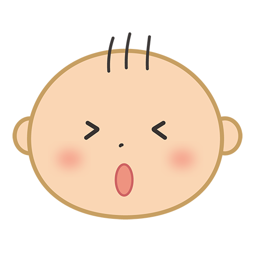 あくびをしている赤ちゃんの顔のイラスト
