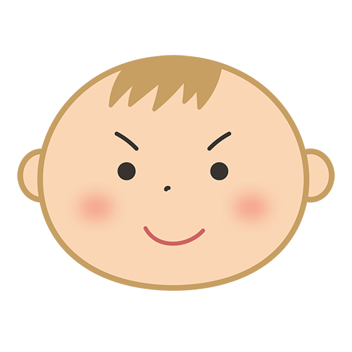 目が覚めている赤ちゃんの顔のイラスト