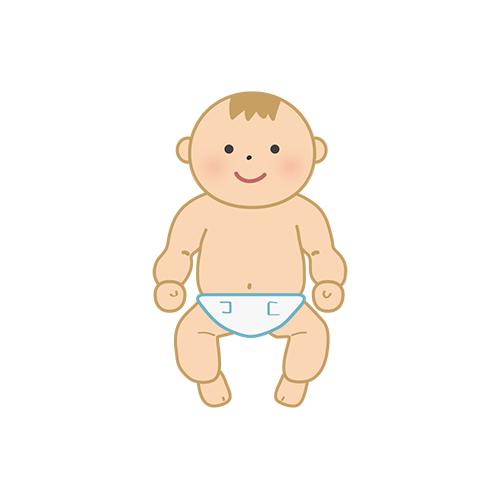 おむつをした赤ちゃんの全身のイラスト