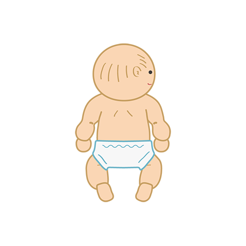 おむつをした赤ちゃんの背中のイラスト