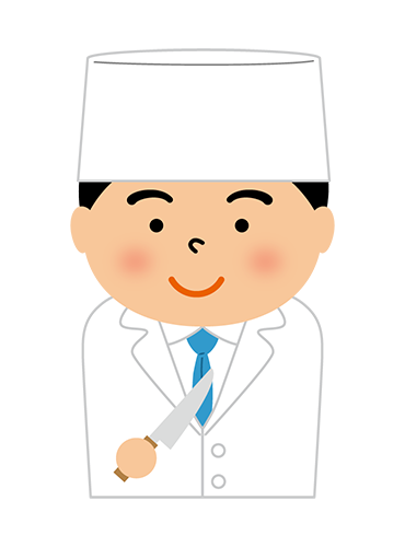 日本料理シェフの男性のイラスト