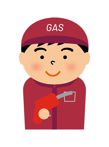 ガソリンスタンドで働く男性のイラスト