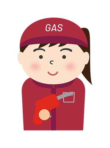 ガソリンスタンドで働く女性のイラスト