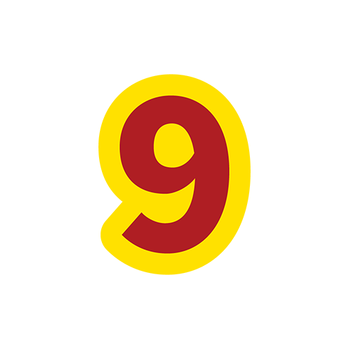派手な数字の文字９のイラスト