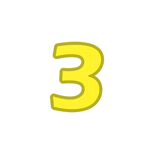 カラフルな数字の文字３のイラスト