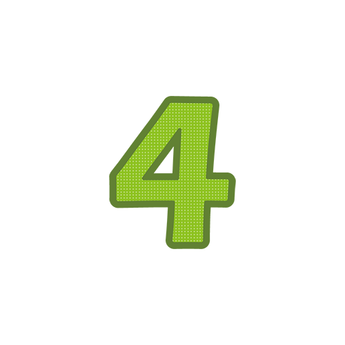 カラフルな数字の文字４のイラスト