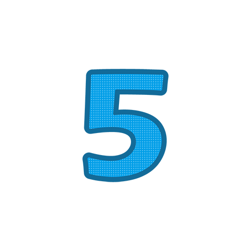 カラフルな数字の文字５のイラスト