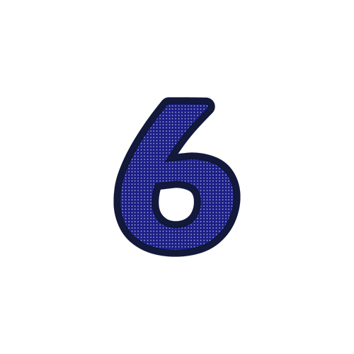 カラフルな数字の文字６のイラスト
