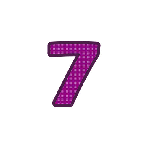 カラフルな数字の文字７のイラスト