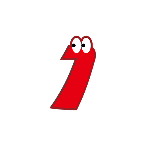 数字に目が付いた文字１のイラスト