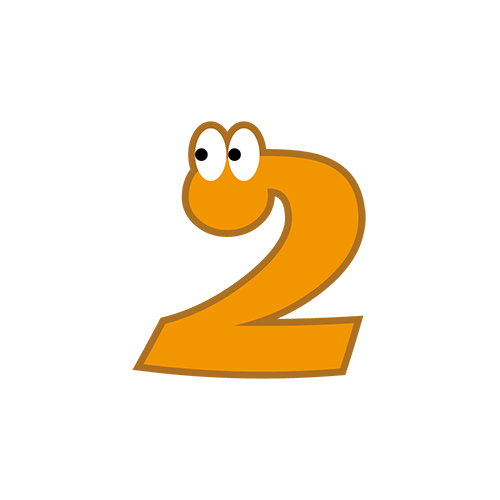 数字に目が付いた文字２のイラスト