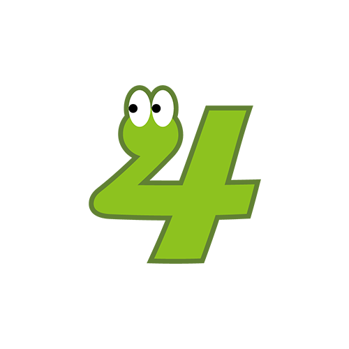 数字に目が付いた文字４のイラスト