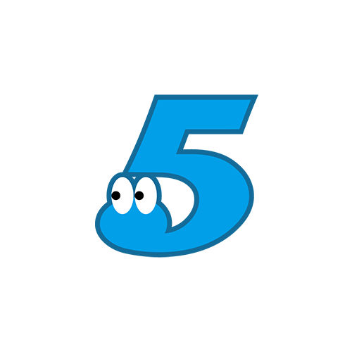 数字に目が付いた文字５のイラスト