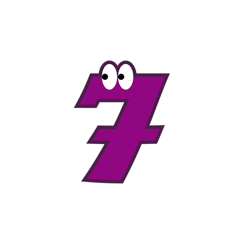 数字に目が付いた文字７のイラスト
